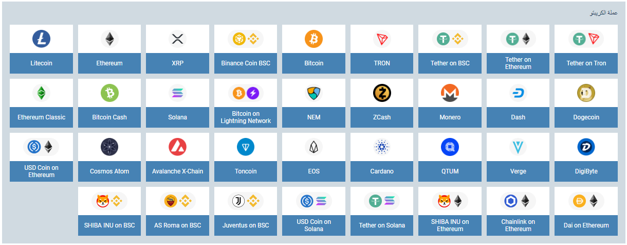 اختيار العملة الرقمية للمعاملات